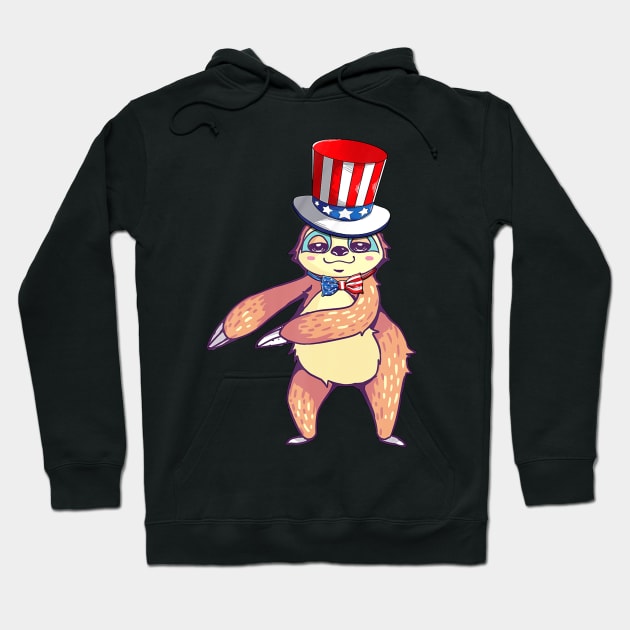 Sloth American Flag Hat Patriotic 4th Of July Gifts Hoodie by crowominousnigerian 